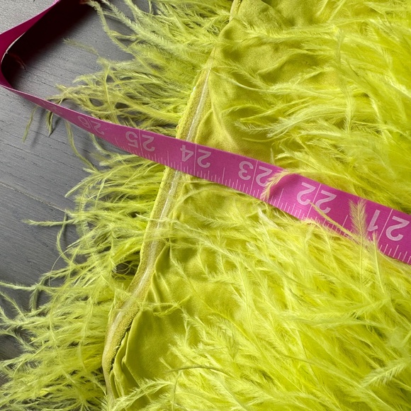 Retrofete TORIN Sequin Mini Dress Neon Yellow Feather Strapless XS - with tags - Picture 10 of 11